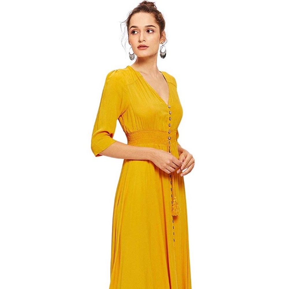 Maxi dress, button front with slit in middle, XS